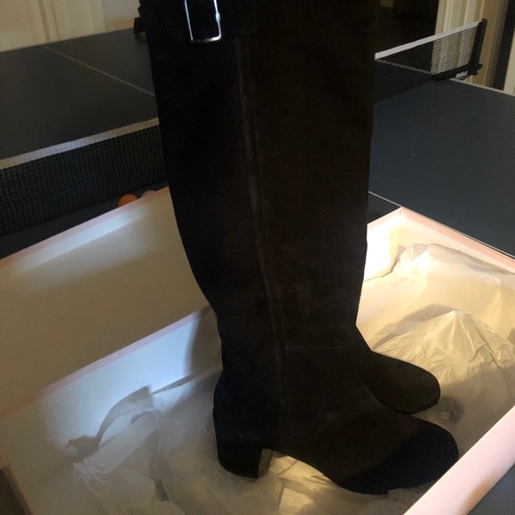 Knee high boots black suede size 38 - Picture 1 of 3